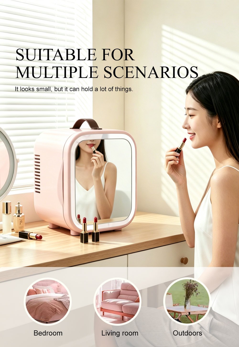 premium beauty fridge 5 15℃ precise temperature control for skincare & cosmetics storage | compact & stylish vanity fridge