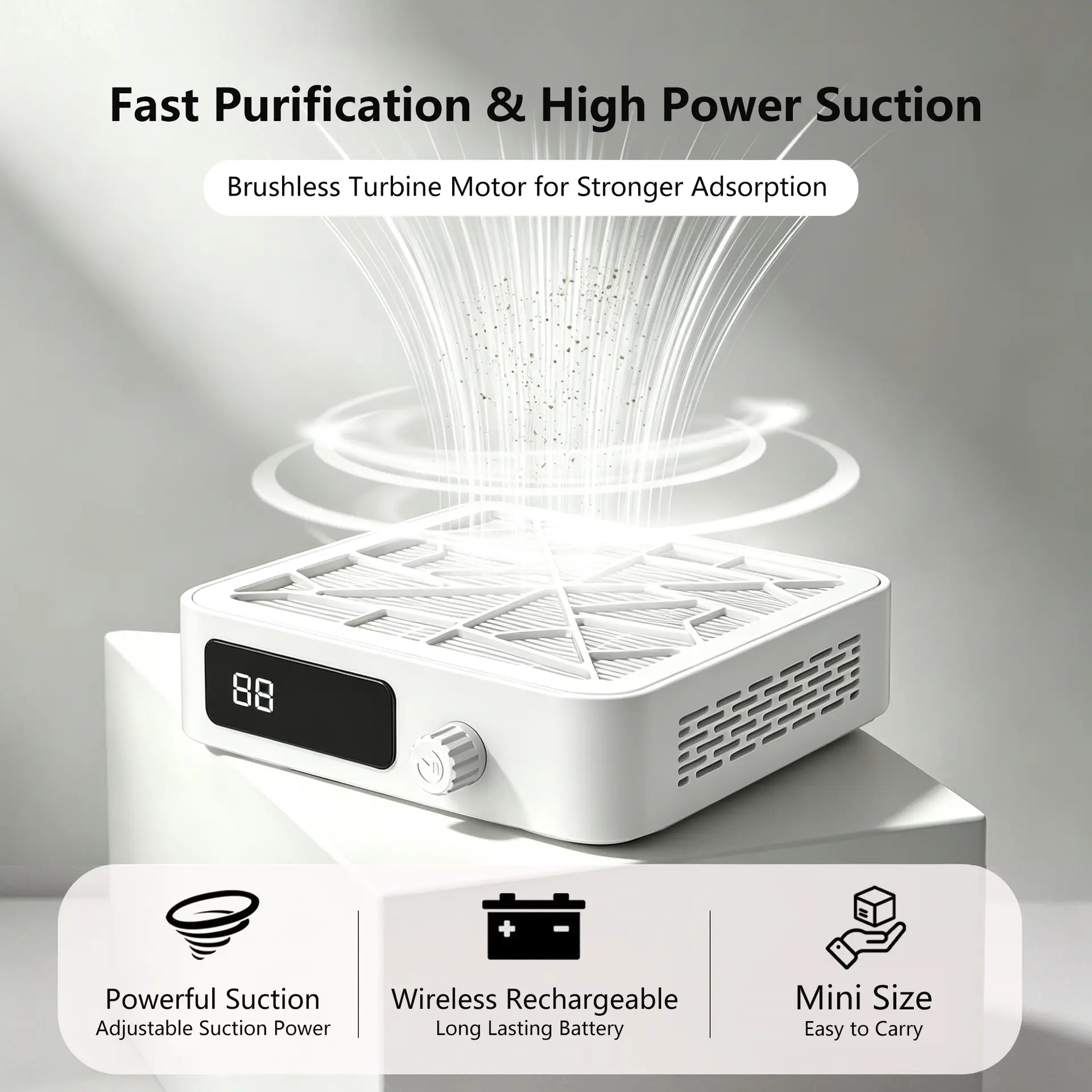 Nail Dust Collector Upgrade Professional 4500RPM Nail Vacuum Fan Vent Dust Collector, Adjustable Sp le Dust Collector Nail Tech for Acrylic Nail Polishing Manicure Salon Home image 8